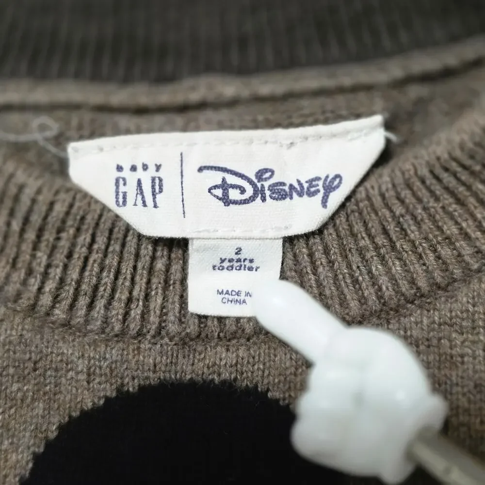 Baby Gap Disney Mickey Mouse Toddler Sweater Brown Heather 100% Cotton 2T Fall 2